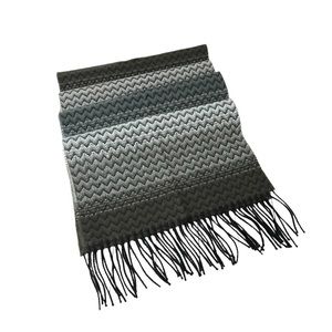 D&Y softer than cashmere gray chevron print fringe scarf